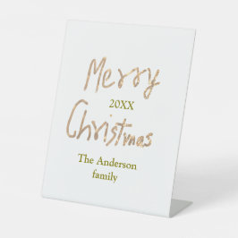 Goldener Glitzer fröhliche Weihnachten geben Famil Sockelschild