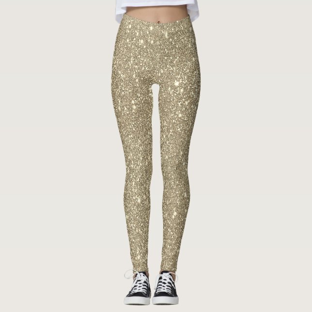 Goldener Glitzer Funkelnd Elegante Klasse Niedlich Leggings (Vorderseite)