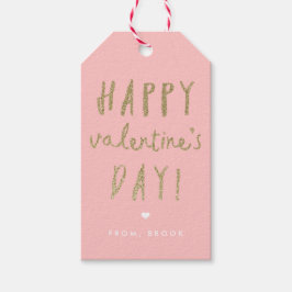 Goldener Glitzer Glücklicher Valentinstag Geschenkanhänger