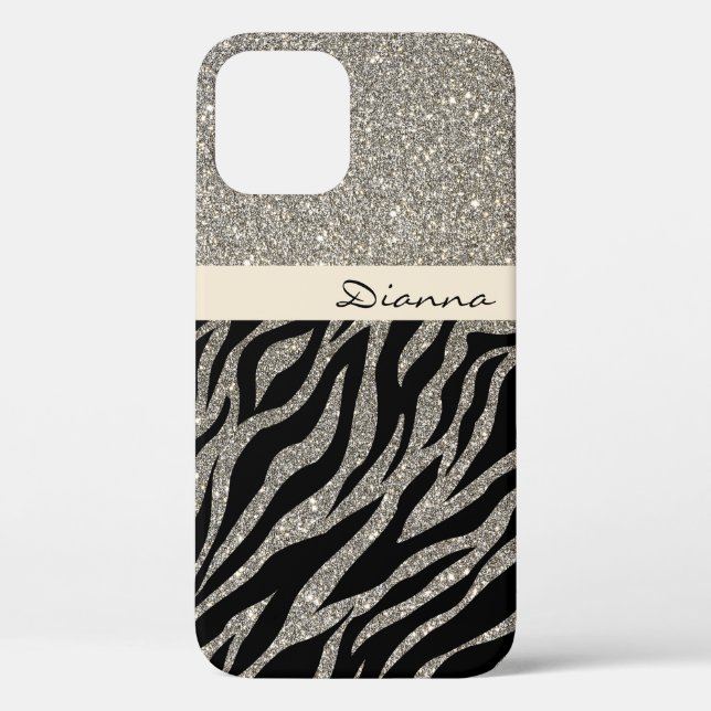 Goldener Glitzer Gold Zebra Tierisches Druckmuster Case-Mate iPhone Hülle (Rückseite)