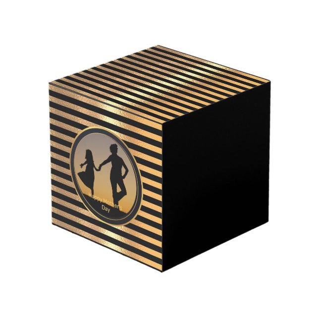 Goldener Glitzer Gradient Happy Mother Day Würfel (Vorderseite Schrägansicht)