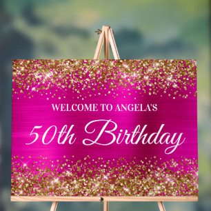 Goldener Glitzer Hot Pink Foil 50. Geburtstag Will Acrylschild