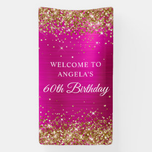 Goldener Glitzer Hot Pink Foil 60. Geburtstag Vert Banner