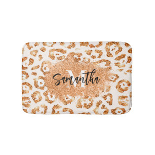 Goldener Glitzer Leopard Print Badematte