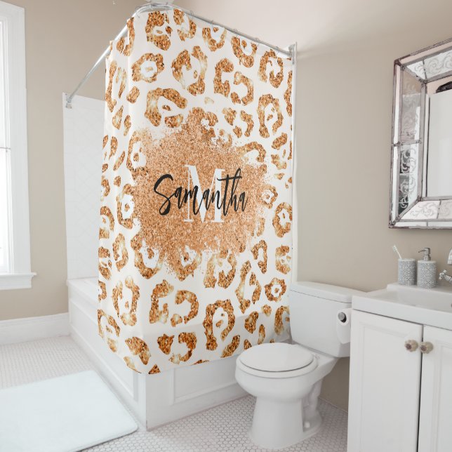 Goldener Glitzer Leopard Print Duschvorhang (Beispiel)