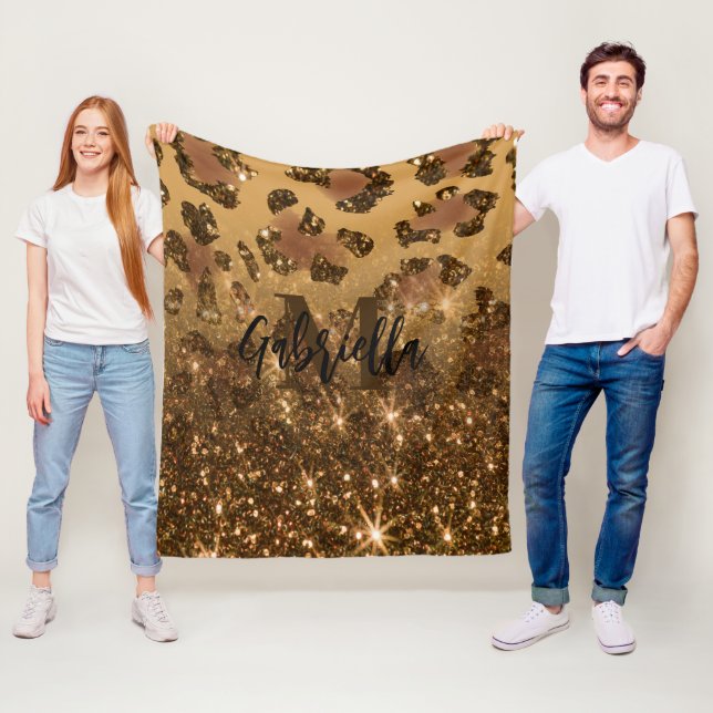 Goldener Glitzer Leopard Print Fleecedecke (Beispiel)