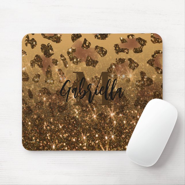 Goldener Glitzer Leopard Print Mousepad (Mit Mouse)