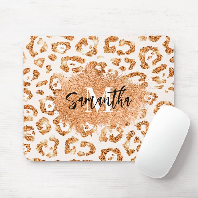Goldener Glitzer Leopard Print Mousepad (Mit Mouse)