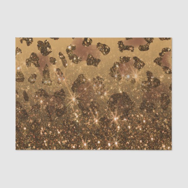 Goldener Glitzer Leopard Print Seidenpapier (Vorderseite)