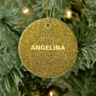 Goldener Glitzer mit Ihrem Namen Keramik Ornament
