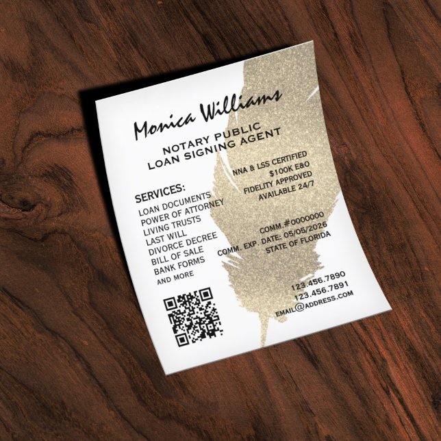 Goldener Glitzer Notar Flyer (Von Creator hochgeladen)