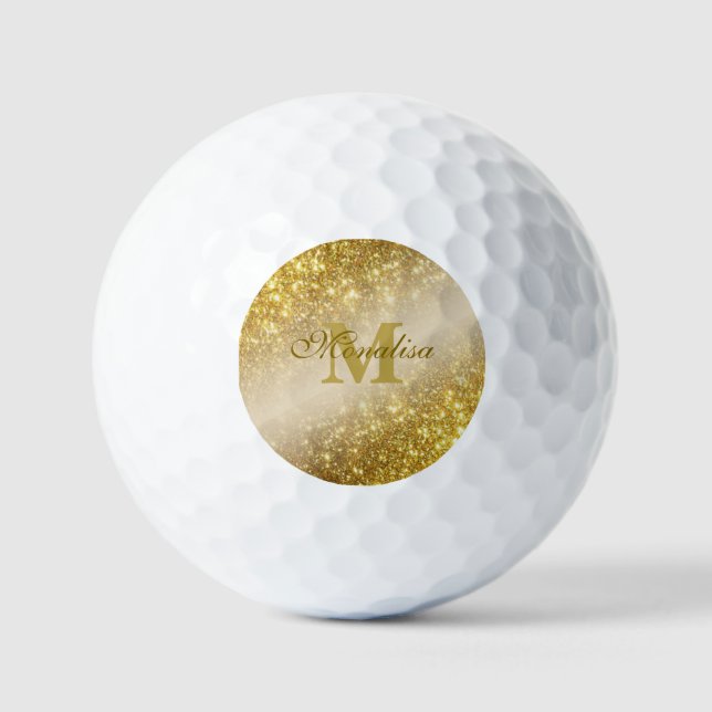 Goldener Glitzer personalisiert Golfball (Vorderseite)