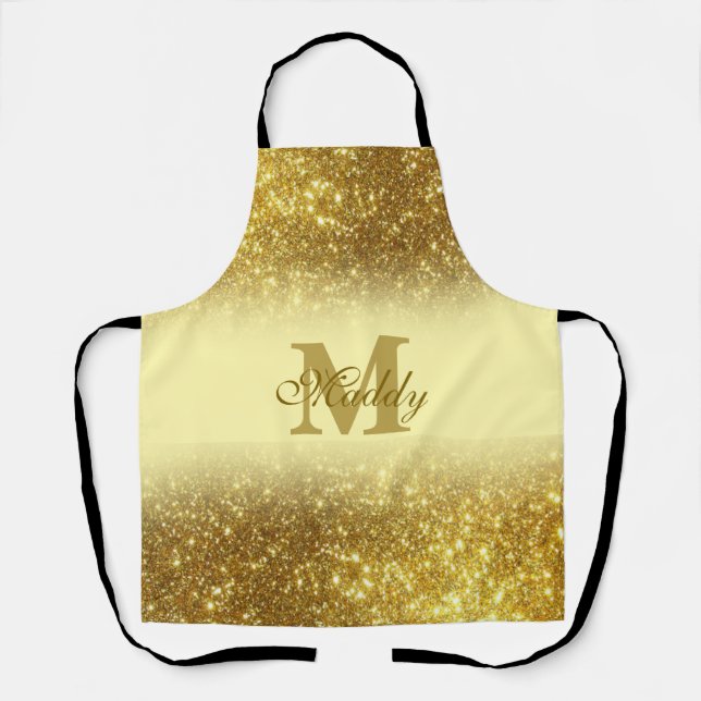 goldener Glitzer personalisiert Schürze (Vorderseite)