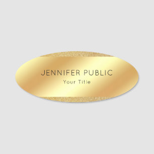 Goldener Glitzer Personalisierter Ausblick Namensschild