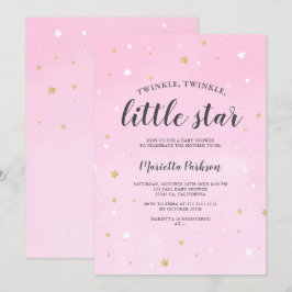 Goldener Glitzer Pink-Babydusche Einladung