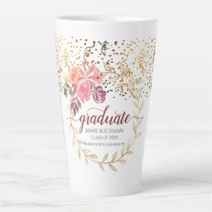 Goldener Glitzer Rosa Blush Marsala Bloral Graduat Milchtasse