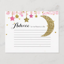 Goldener Glitzer Rosa Mond Advice Card Kinderdusch Begleitkarte