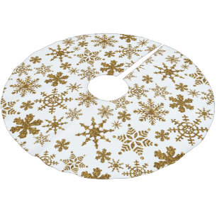 Goldener Glitzer Schneeflocken Weihnachtsmuster Polyester Weihnachtsbaumdecke