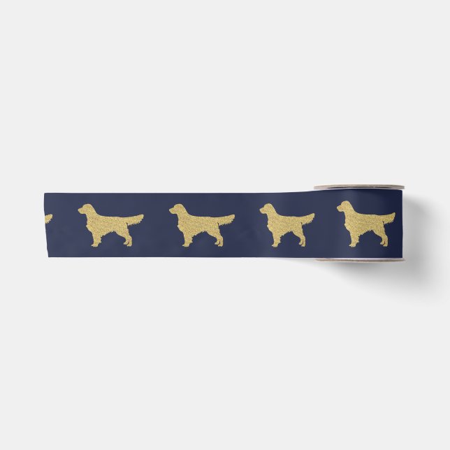 Goldener Glitzer Seeblau Satinband (Vorderseite)