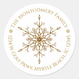 Goldener Glitzer Snowflake Elegante Weihnachten Runder Aufkleber