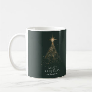 Goldener Glitzer strahlt grün modernes WeihnachtsF Kaffeetasse