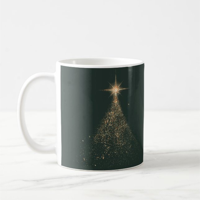 Goldener Glitzer strahlt grün modernes WeihnachtsF Kaffeetasse (Links)