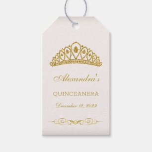 Goldener Glitzer Tiara Quinceanera Geschenkanhänger