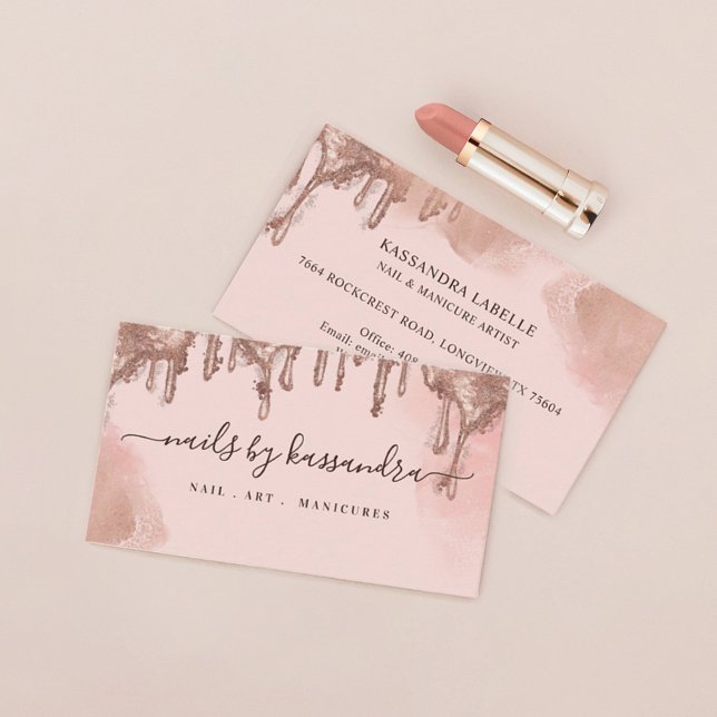 Goldener Glitzer Tropfen Glam Nail Kunstvoll wande Visitenkarte (Von Creator hochgeladen)