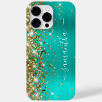 Goldener Glitzer Türkis Glam Moderne Girly Signatu