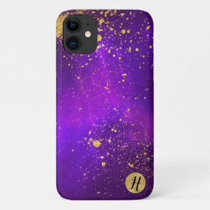 Goldener Glitzer und Lila Galaxy Phone Case