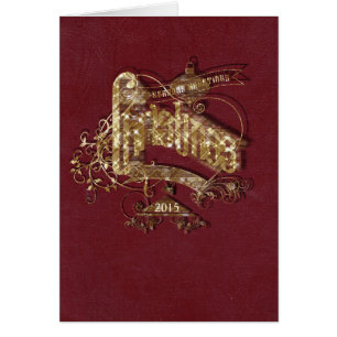 Goldener Glitzer Weihnachten - Notecard