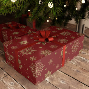 Goldener Glitzer Weihnachtsschneeflocken Festlich Geschenkpapier