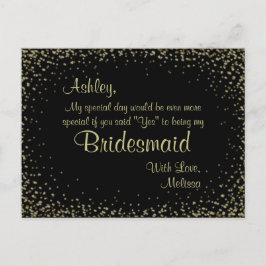 Goldener Glitzer - Werden Sie meine Bridesmaid sei Einladungspostkarte