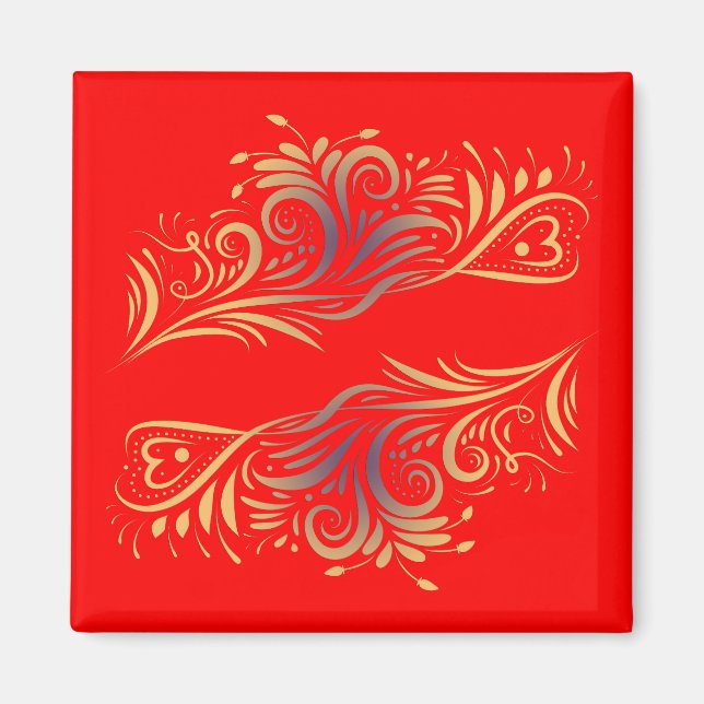 Goldener Glitzer Wirbel Doodle Elemente Romantisch Magnet (Vorne)
