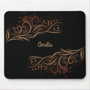 Goldener Glitzer Wirbel Doodle Elemente Romantisch Mousepad