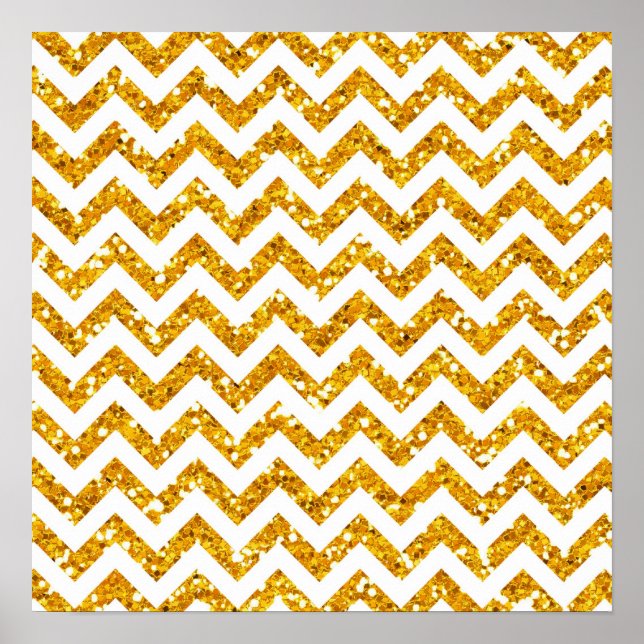 Goldener Glitzer Zickzack Muster Poster (Vorne)