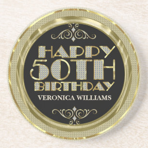 Goldener Glitzer zum 50. Geburtstag Getränkeuntersetzer