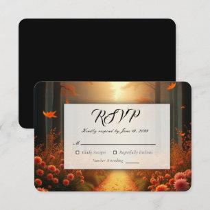 Goldener Glut Herbst Waldspaziergang RSVP Karte