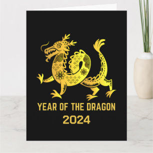Goldener Gradient Jahr des Drachen 2024 Neujahr Karte