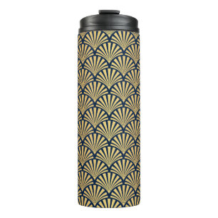 Goldener Gradient: Nahtloses Art Deco Thermosbecher