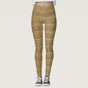 Goldener griechischer Schlüssel Leggings
