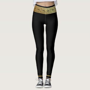 Goldener griechischer Schlüssel Leggings