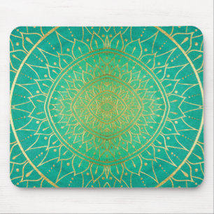 Goldener Grüner Handzieher Mandala Mousepad