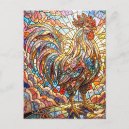Goldener Hahn des Lichts, der Mosaik kräht Postkarte