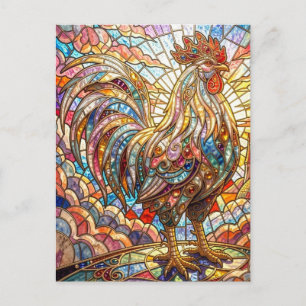 Goldener Hahn des Lichts, der Mosaik kräht Postkarte