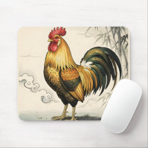 Goldener Hahn japanische Kunst Mousepad