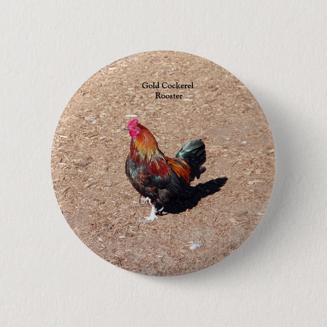 Goldener Hahn-Knopf Button (Vorderseite)