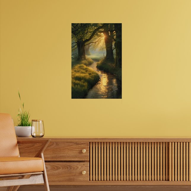 Goldener Hain Sonnenaufgang - ruhige Sonnenstrahle Poster (Wohnzimmer 2)