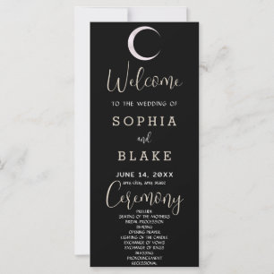 Goldener Halbmond Himmels-Schwarzes Hochzeitsprogr