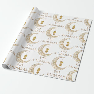 Goldener Halbmond & Laterne Eid Mubarak Islamisch Geschenkpapier